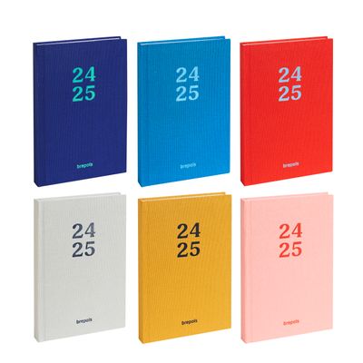 Agenda Rainbow - 1 semaine sur 2 pages - 12 x 17,5 cm - 6 couleurs disponibles - Brepols