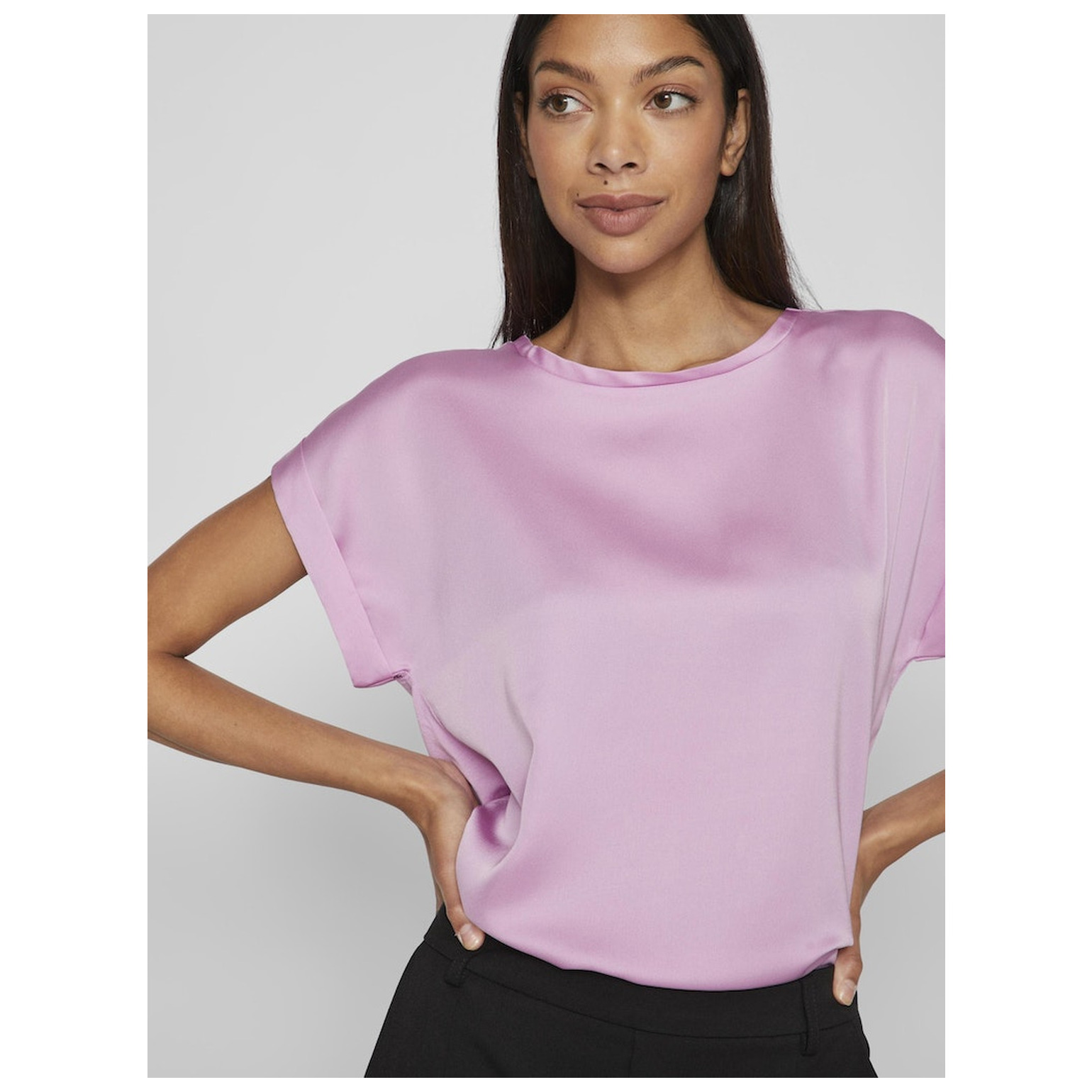 Vila VIELLETTE S/S SATIN TOP - NOOS