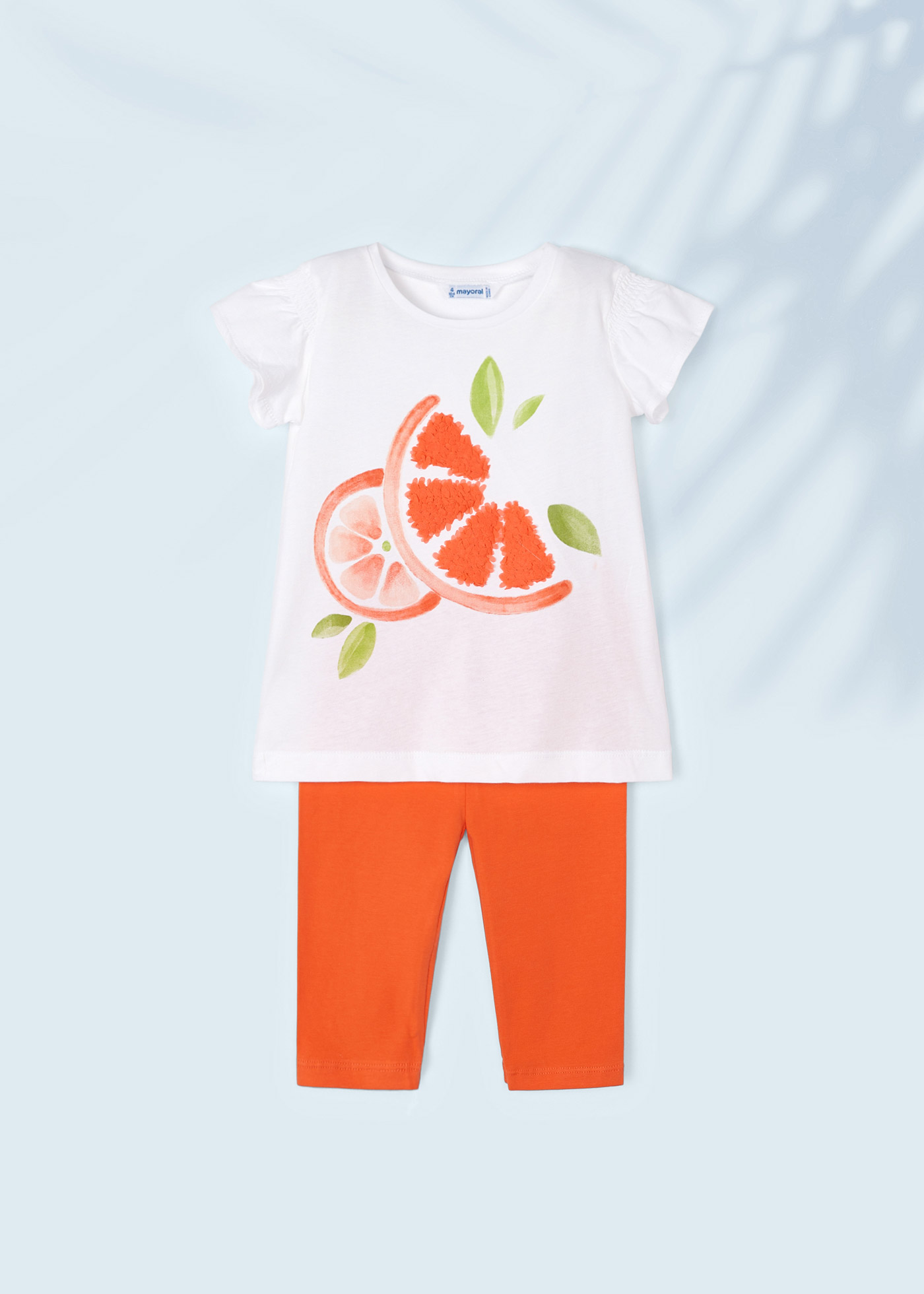 Conjunto de duas peças com calça legging capri de algodão para meninas