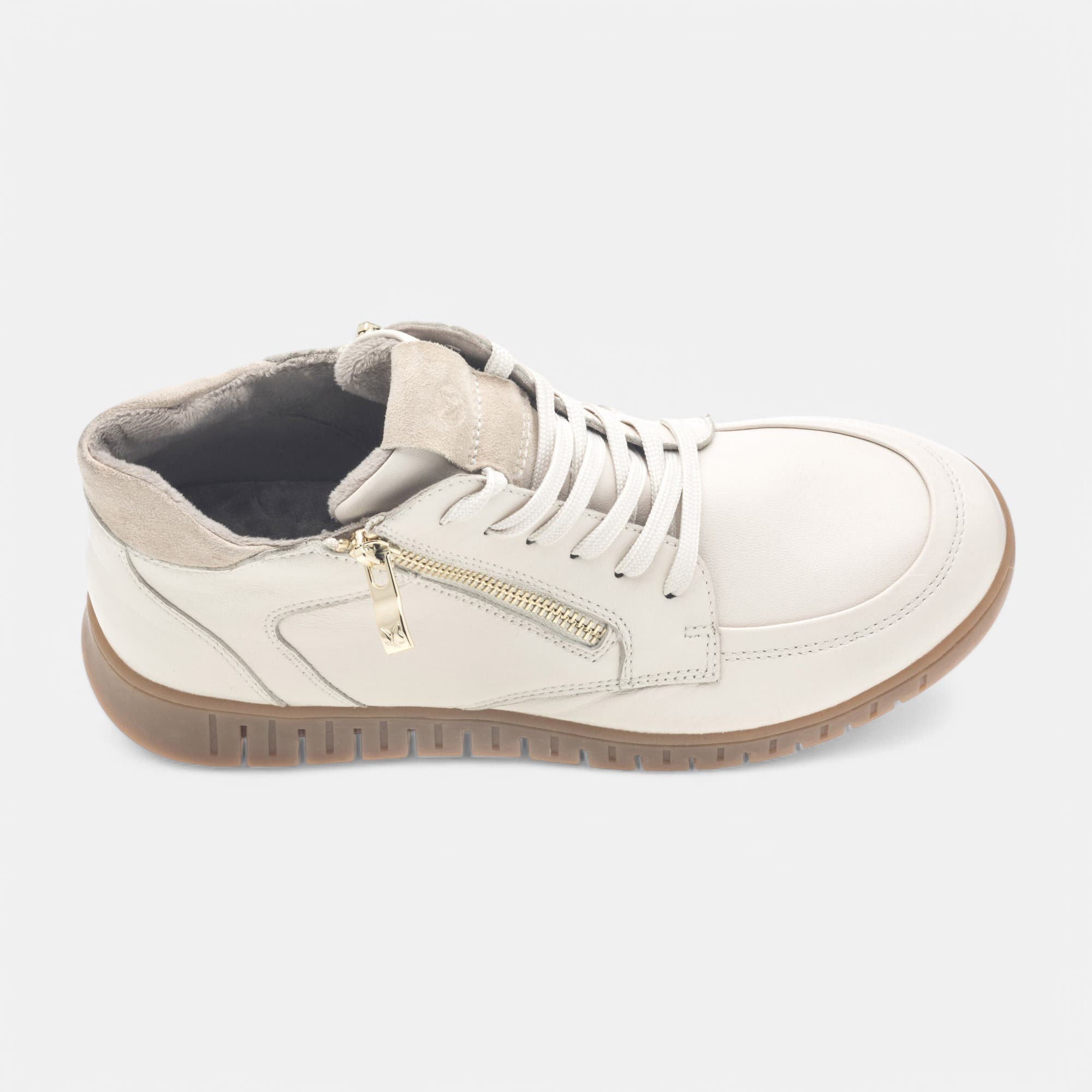 Baskets hautes Femme en cuir beige
