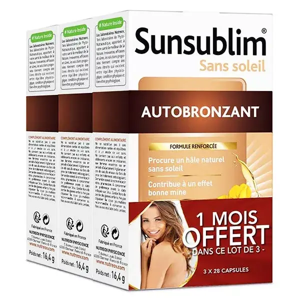 Nutreov Physcience Sunsublim Autobronzeador - Pacote com 3 unidades de 28 cápsulas cada