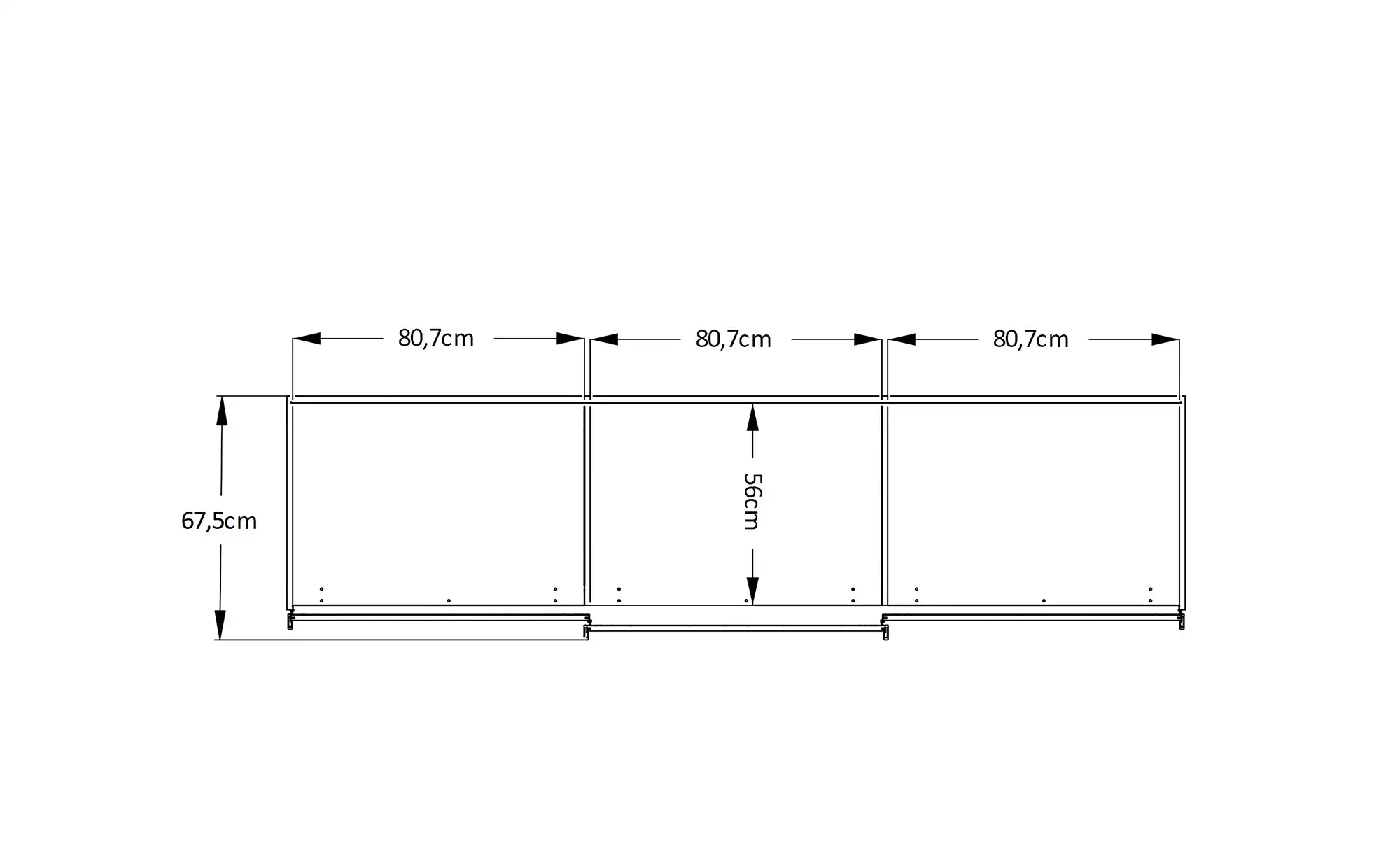 Schwebetürenschrank, 3-türig Duett