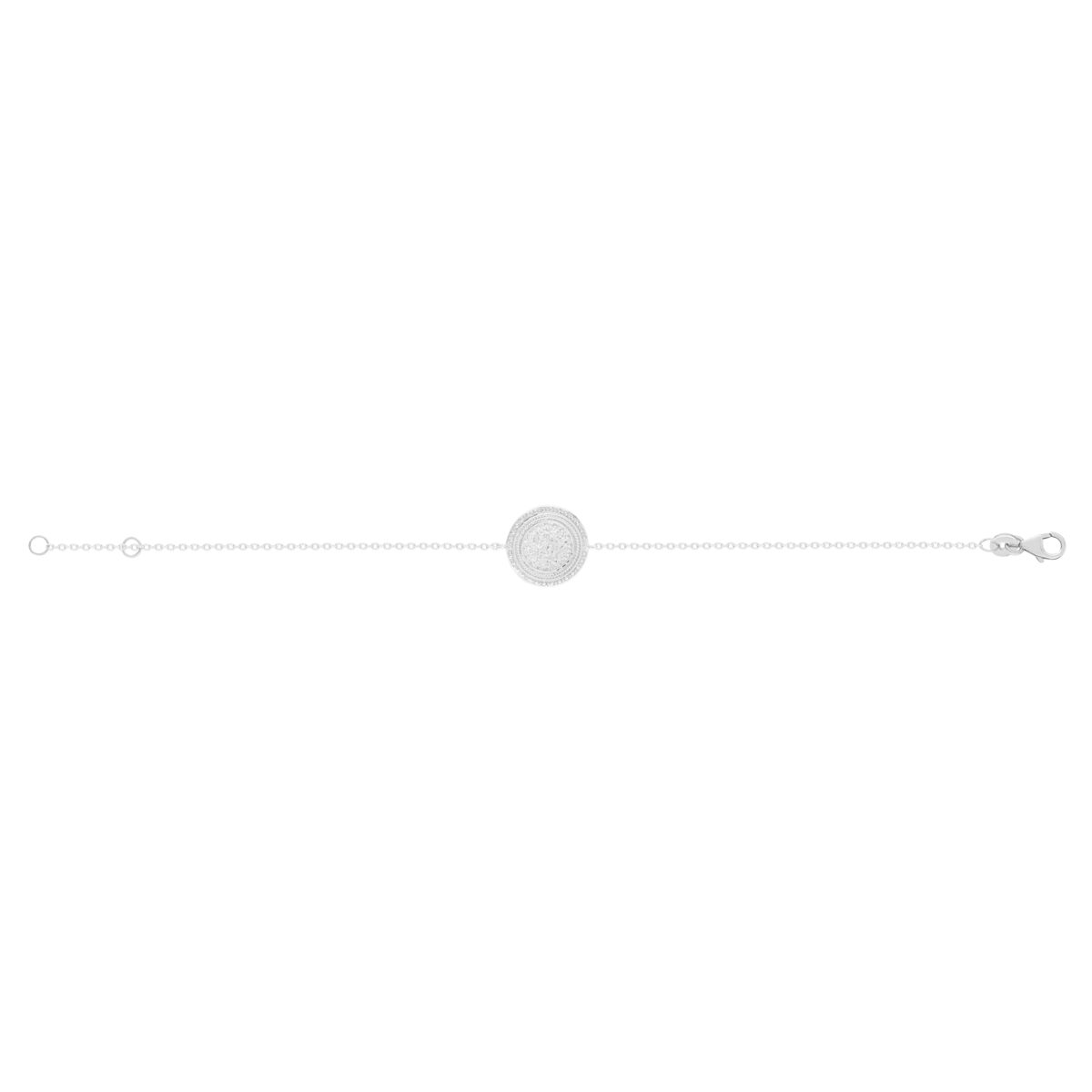 Bracelet argent 925, médaille perlée 18 cm