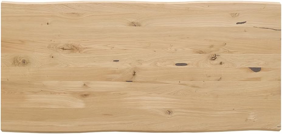 Tischplatte aus Eiche 145 x 70 cm | Massiv & Rustikal | Echtholz-Tischplatte für individuelle Zwecke – geeignet als Schreibtisch oder Esstisch | DIY-Tisch (Kante Live Edge)