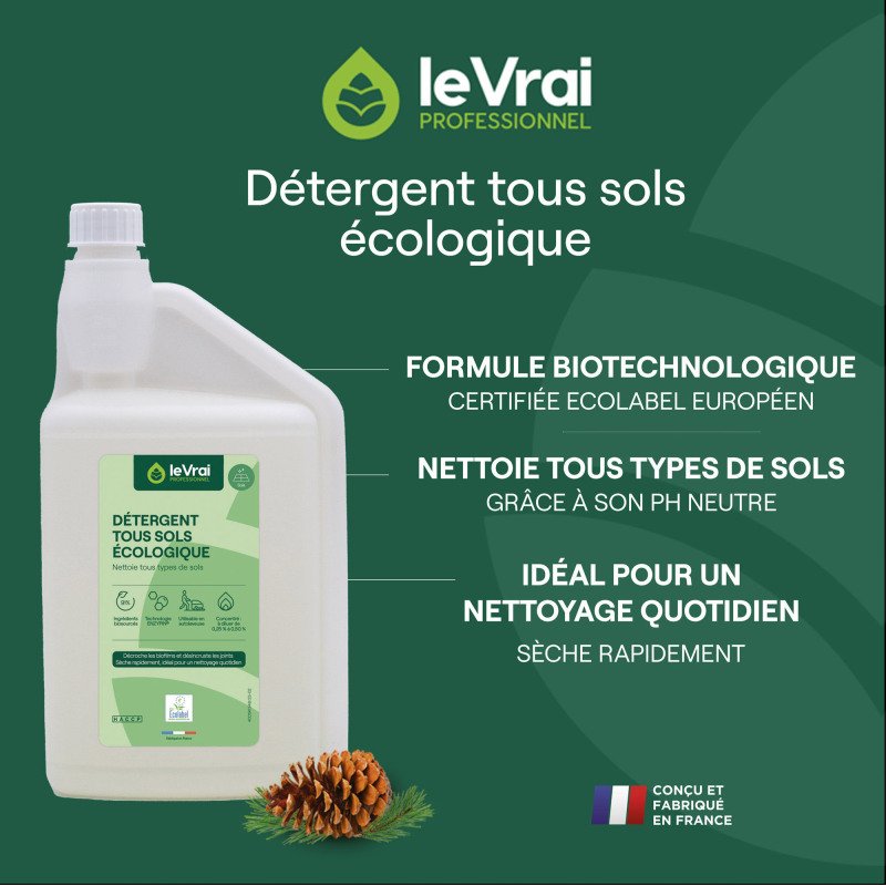Détergent tous sols et multisurfaces pin des landes Le Vrai professionnel- Flacon de 1 L