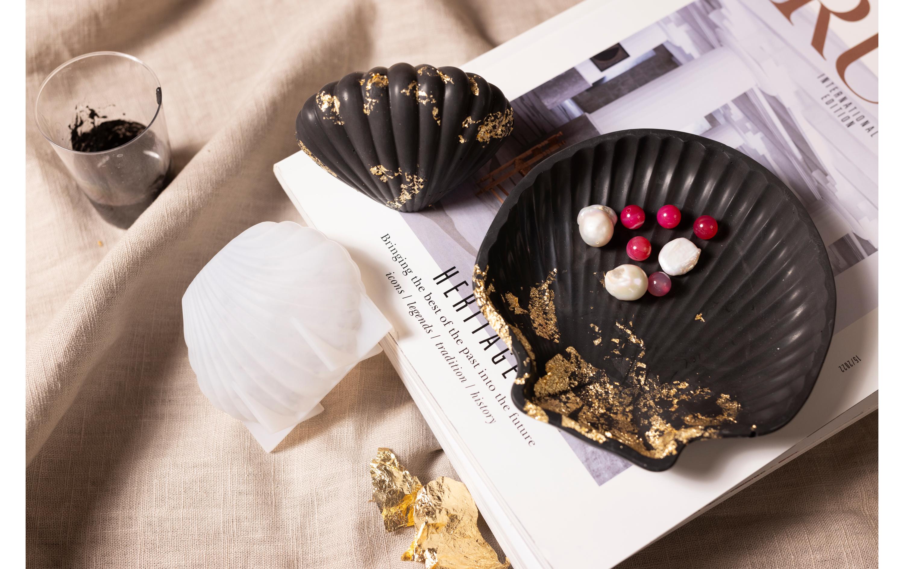 Modellier-Set Schale Muschel, Schwarz, GoldKreativ Set Harzgiessen