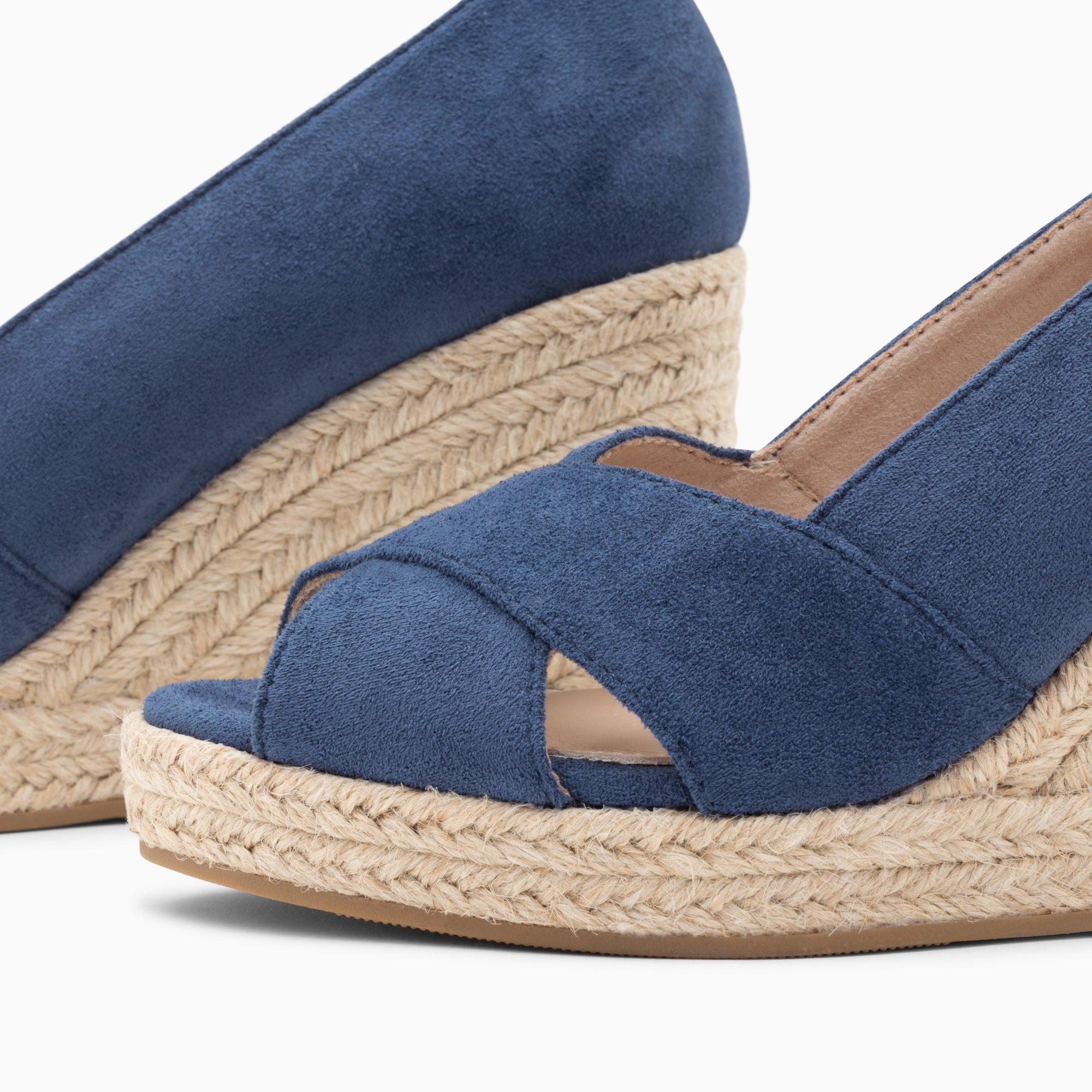 Sandales à talon, Compensées-Sandales compensées peep-toe Léonie bleu marine