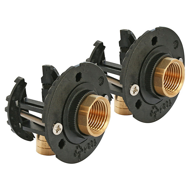 Fixation pour robinetterie Bain Douche pour PER Ø16 raccord à glissement sortie femelle 15/21 (1/2