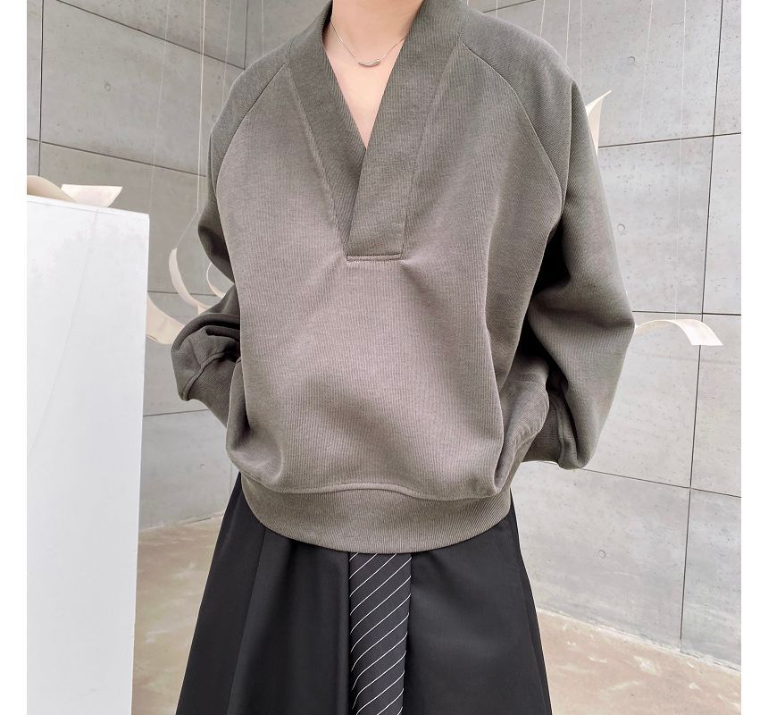 Patow - V-hals effen sweatshirt