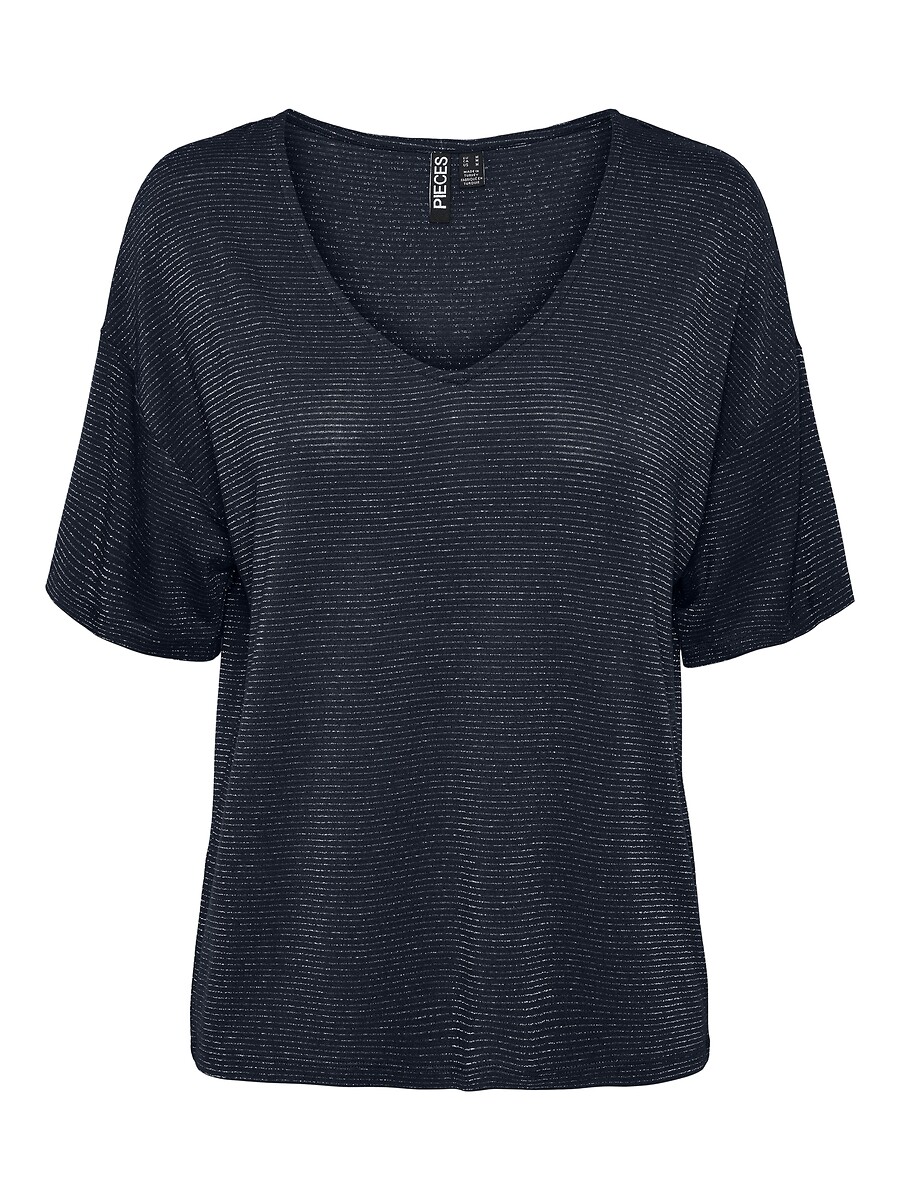 PEÇAS<br>Camiseta oversized com listras estreitas brilhantes