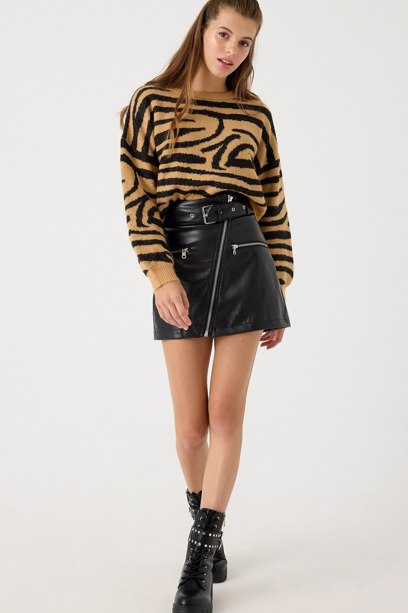 Suéter Jacquard de Gola Redonda