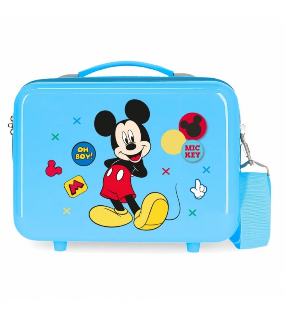 Mala Joumma Neceser adaptável com rodinhas Mickey Enjoy the Day Oh Boy azul - 29x21x15cm -