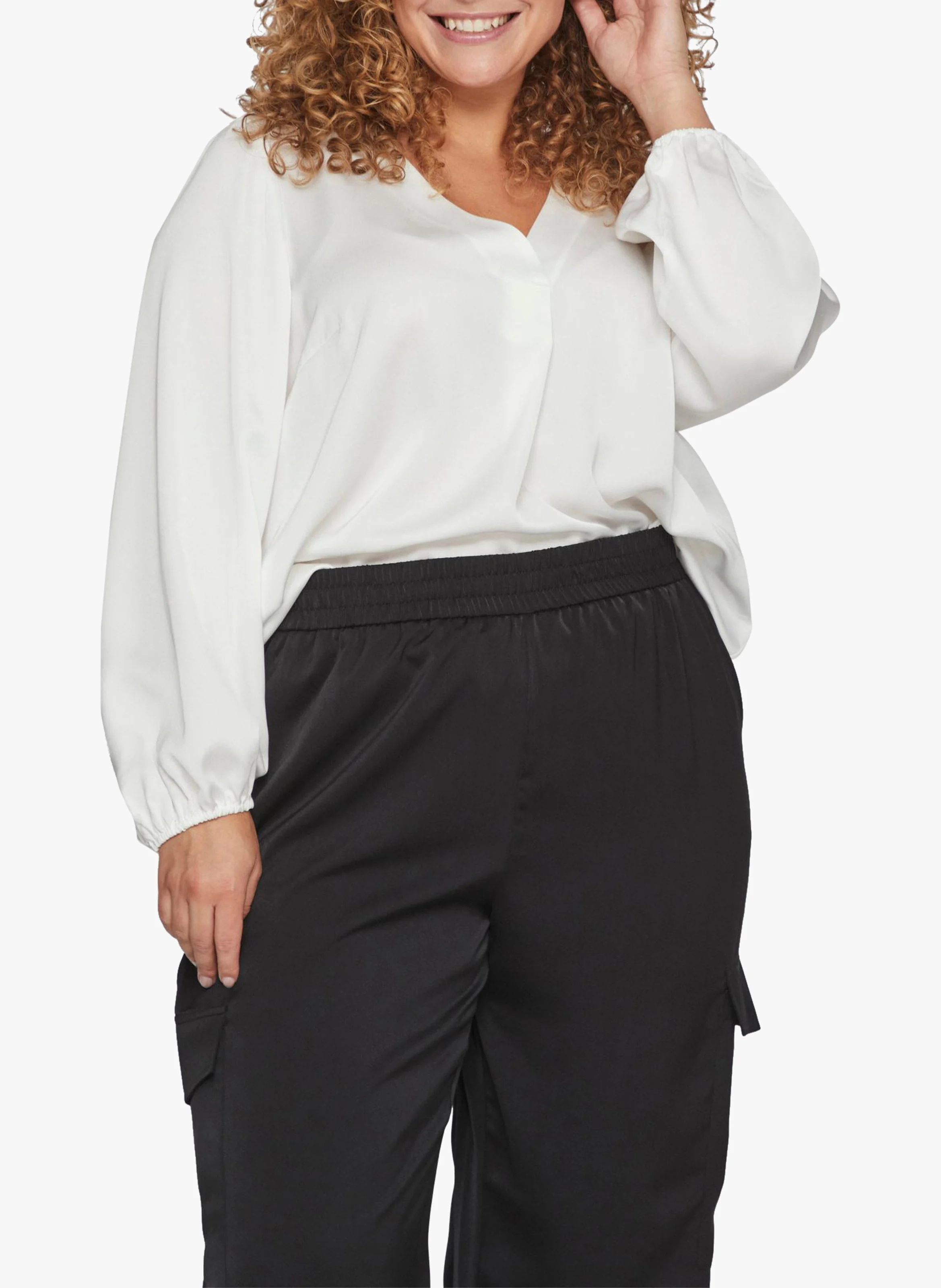 ELLETTE - Blouse col V satinée | Blanc