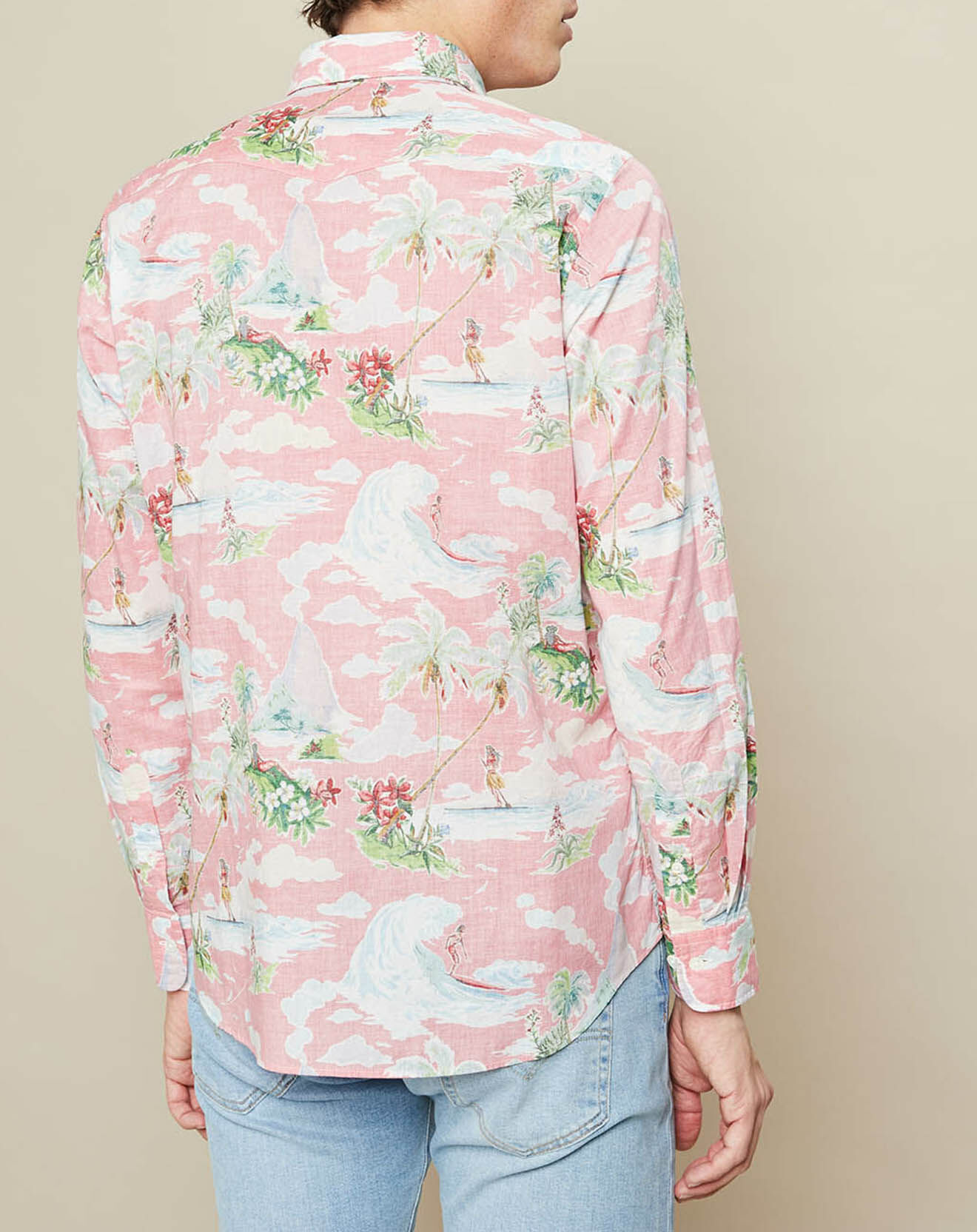 Hartford Chemise slim Storm imprimée rouge pâle