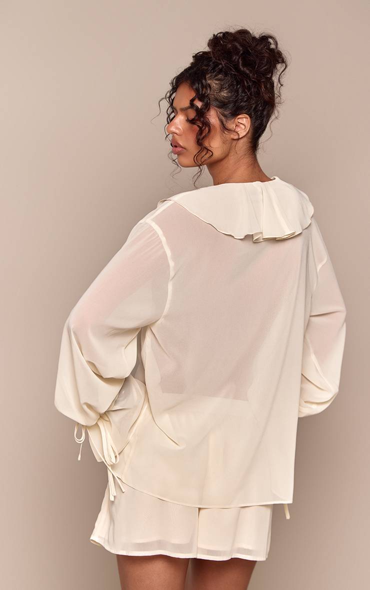 Amande Ensemble Coordonné Blouse En Mousseline À Volants Et Décolleté Plongeant