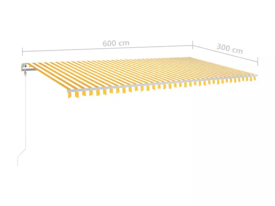 Auvent manuel rétractable avec poteaux 6x3 m Jaune et blanc