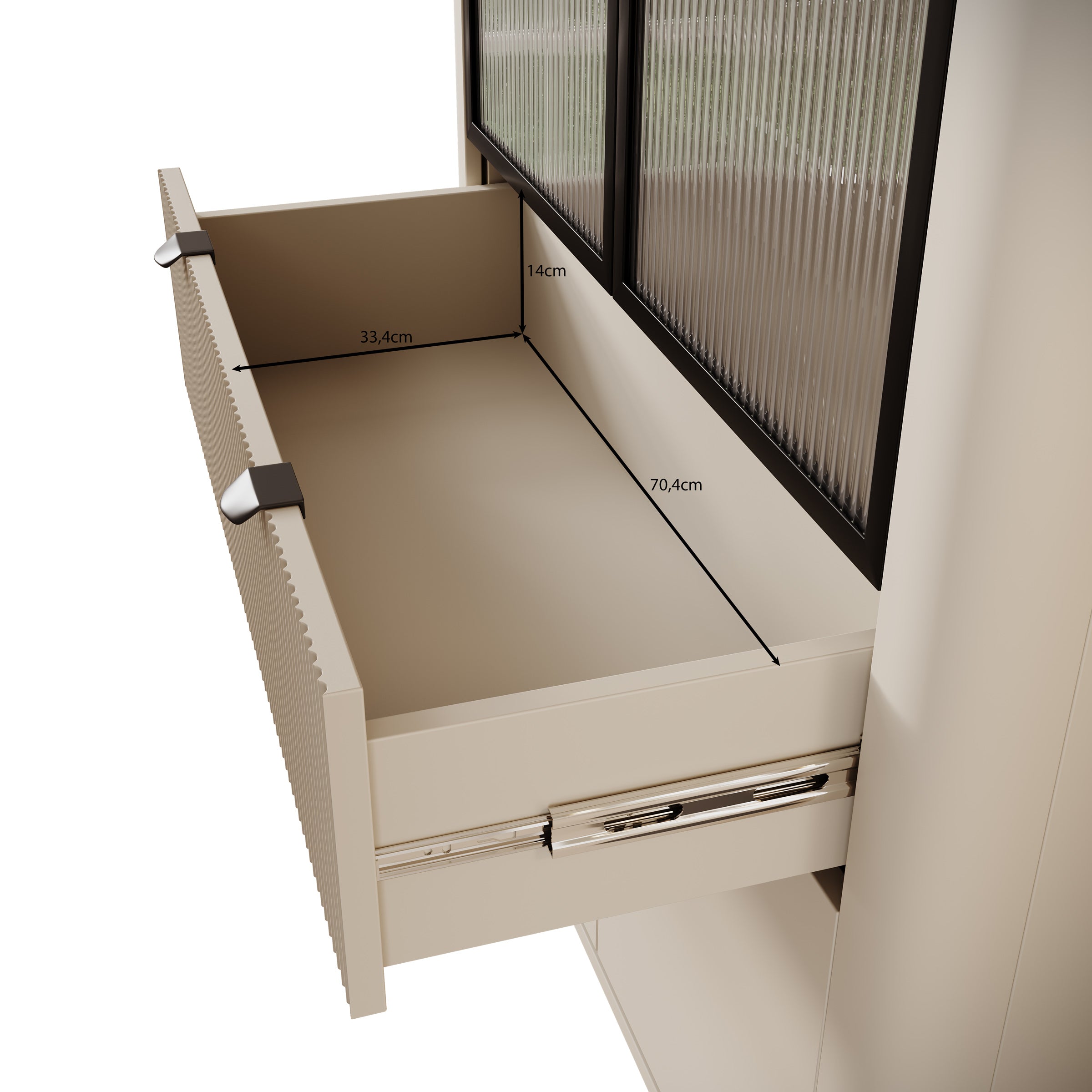 Mace - Vitrinekast - Beige - 90x40x191 cm