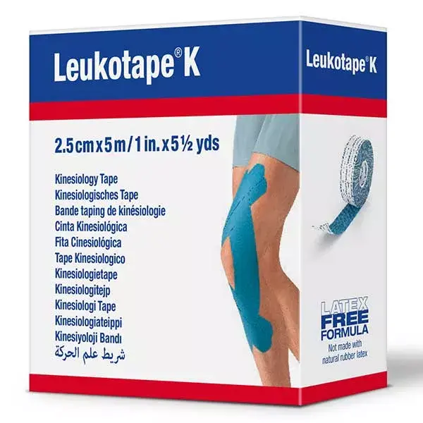Fita adesiva elástica Leukotape K, azul, 2,5 cm x 5 m