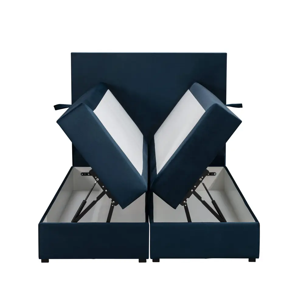 Boxspring met opbergruimte Liv egaal - blauw - 120x200 cm