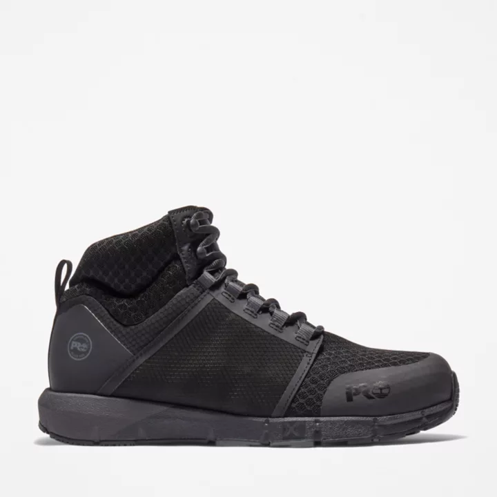 Bota de trabalho Radius com biqueira de liga leve para homem, na cor preta.