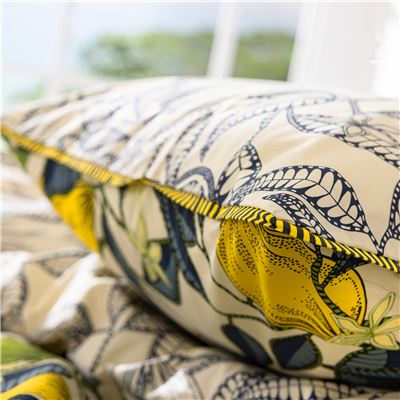 Linge de lit percale motif citrons - BECQUET CRÉATION