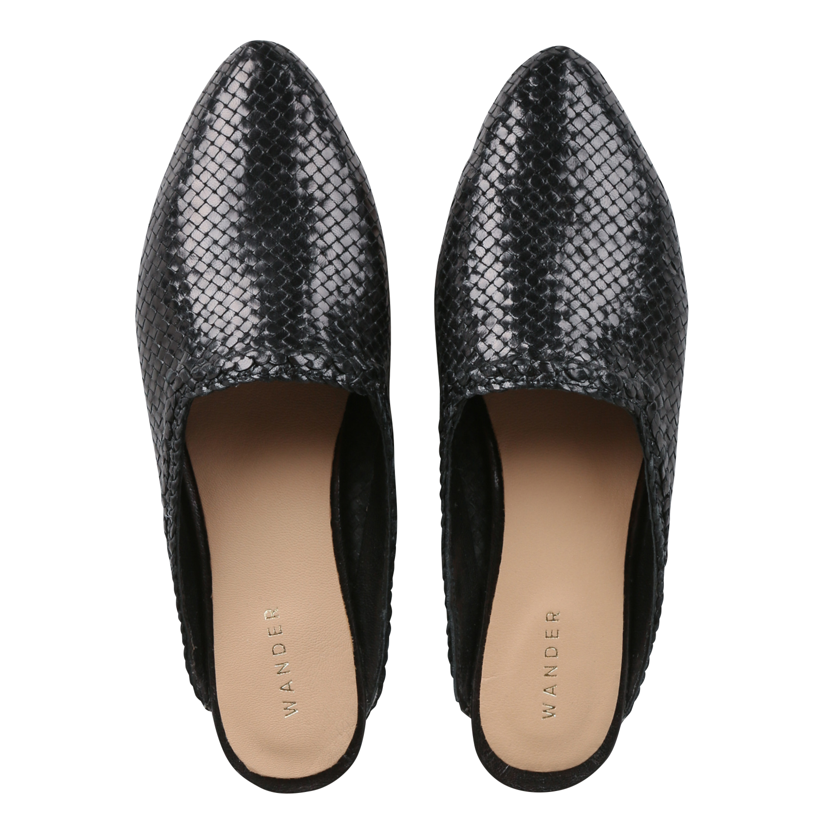 MILANO - Mules à bout pointu en cuir tressé | Noir