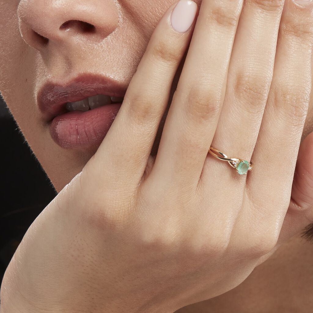 Bague Or Jaune Cassie Emeraude Diamants