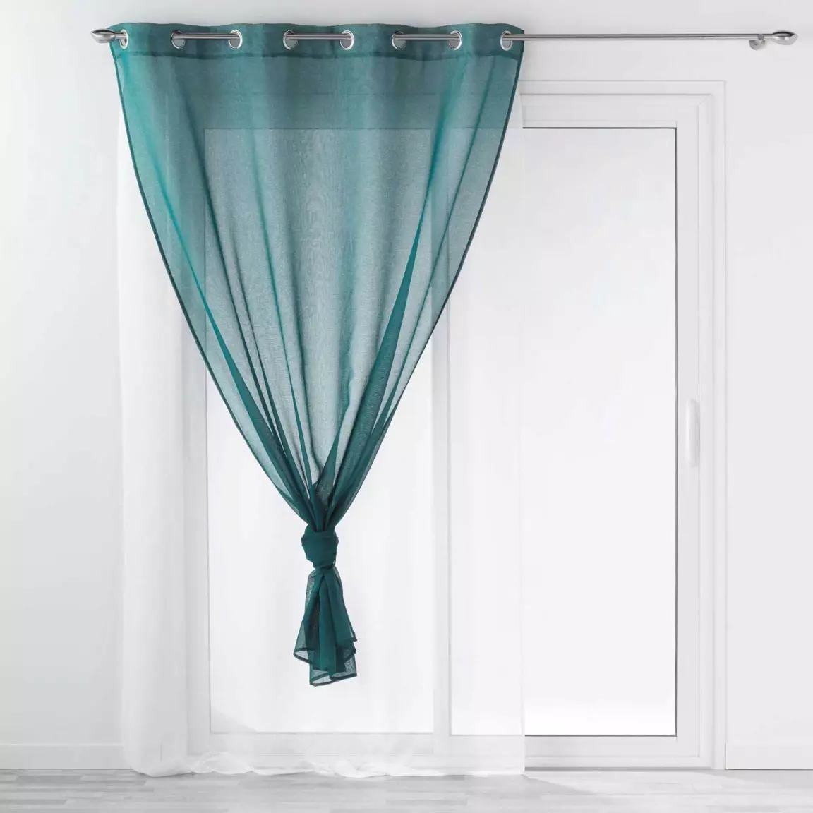 Voilage œillets (140 x 240 cm) Duetto Bleu pétrole et Blanc