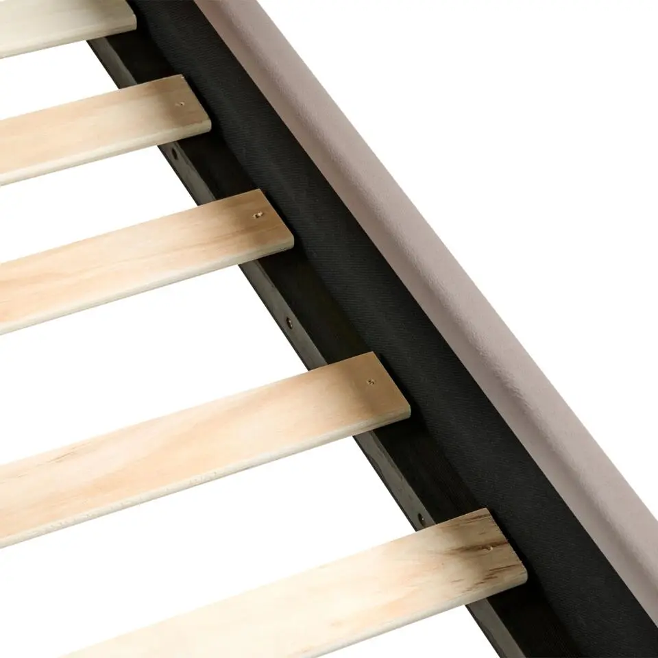 ROUEN - Tweepersoonsbed - Taupe - 140 x 200 cm - Fluweel