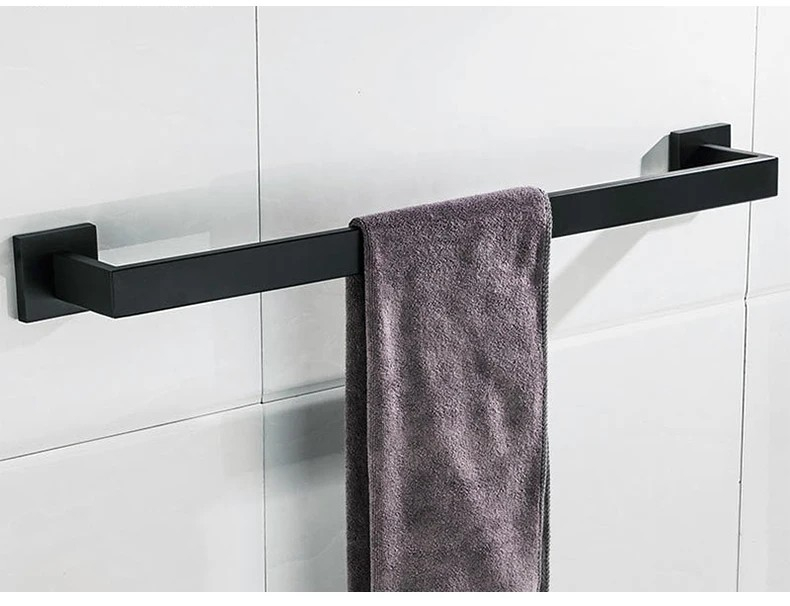 (40cm) Edelstahl Handtuch Halterung Geschirrtuch Aufhänger für Wände / Türen - Schwarz