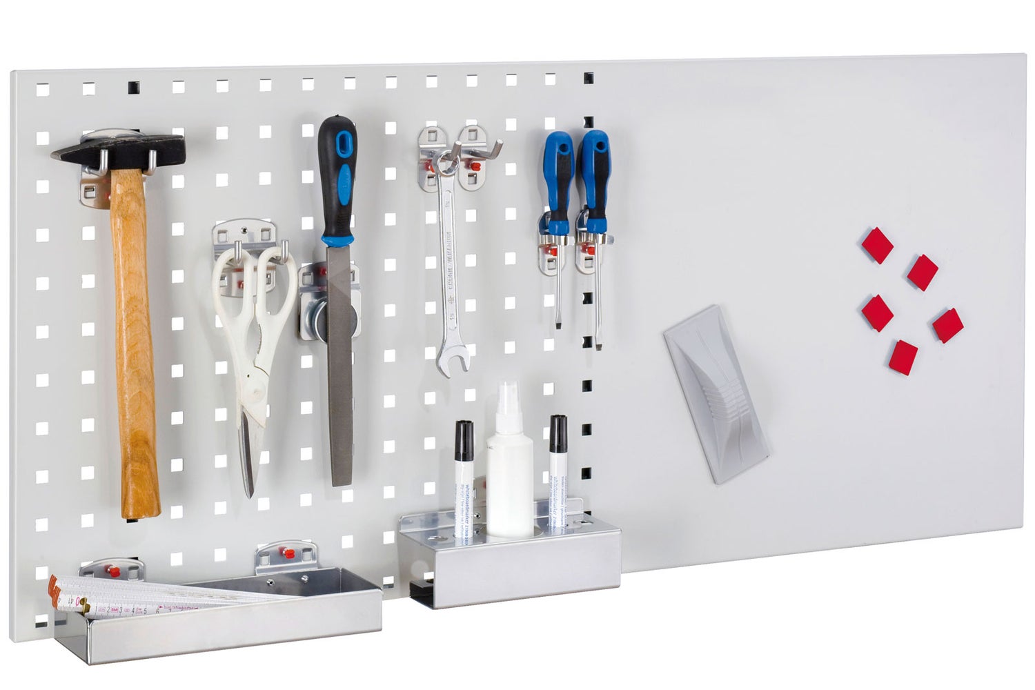 Kappes LogoChart® Opbergset #1 1x Geperforeerde plaat 1000x450mm 1x Accessoire assortiment 18-delig aluminium kleur