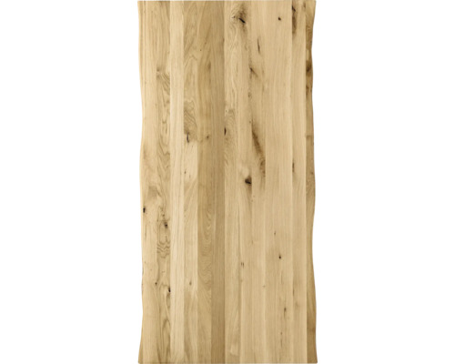 Tafelblad van vintage geolied eikenhout met levendige rand, doorlopende duigen, 1600x800x26 mm