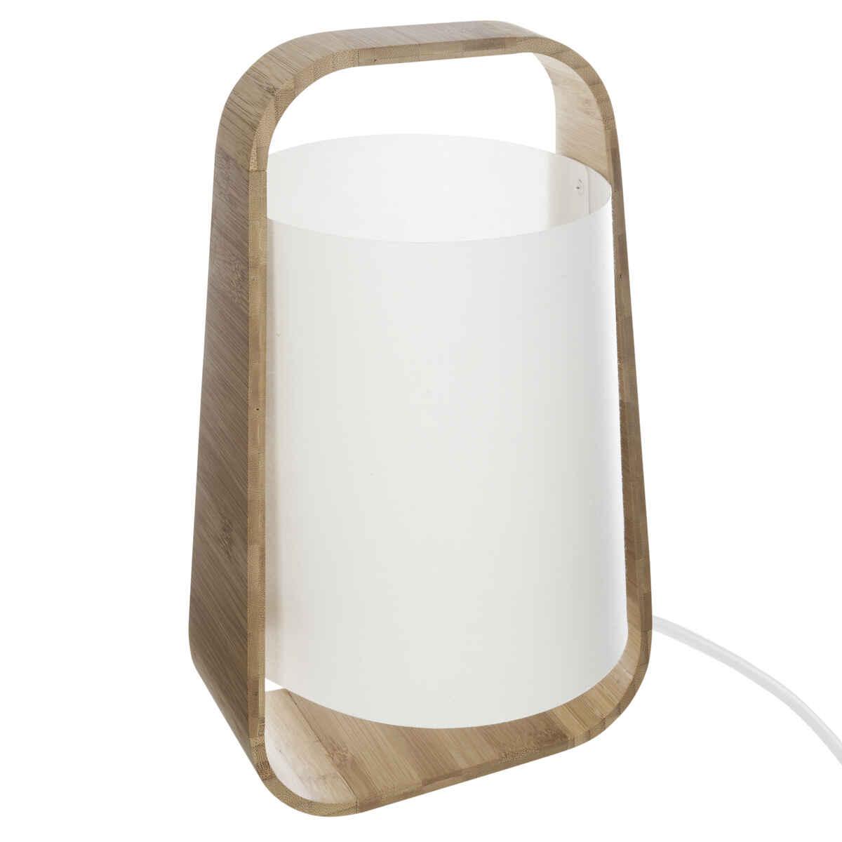 LAMPE BAMBOU ET ABAT JOUR PLASTIQUE H.35CM