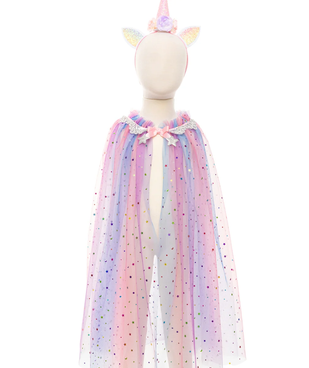 GREAT PRETENDERSDÉGUISEMENT CAPE FILLE LICORNE ARC-EN-CIEL AVEC SERRE-TÊTE