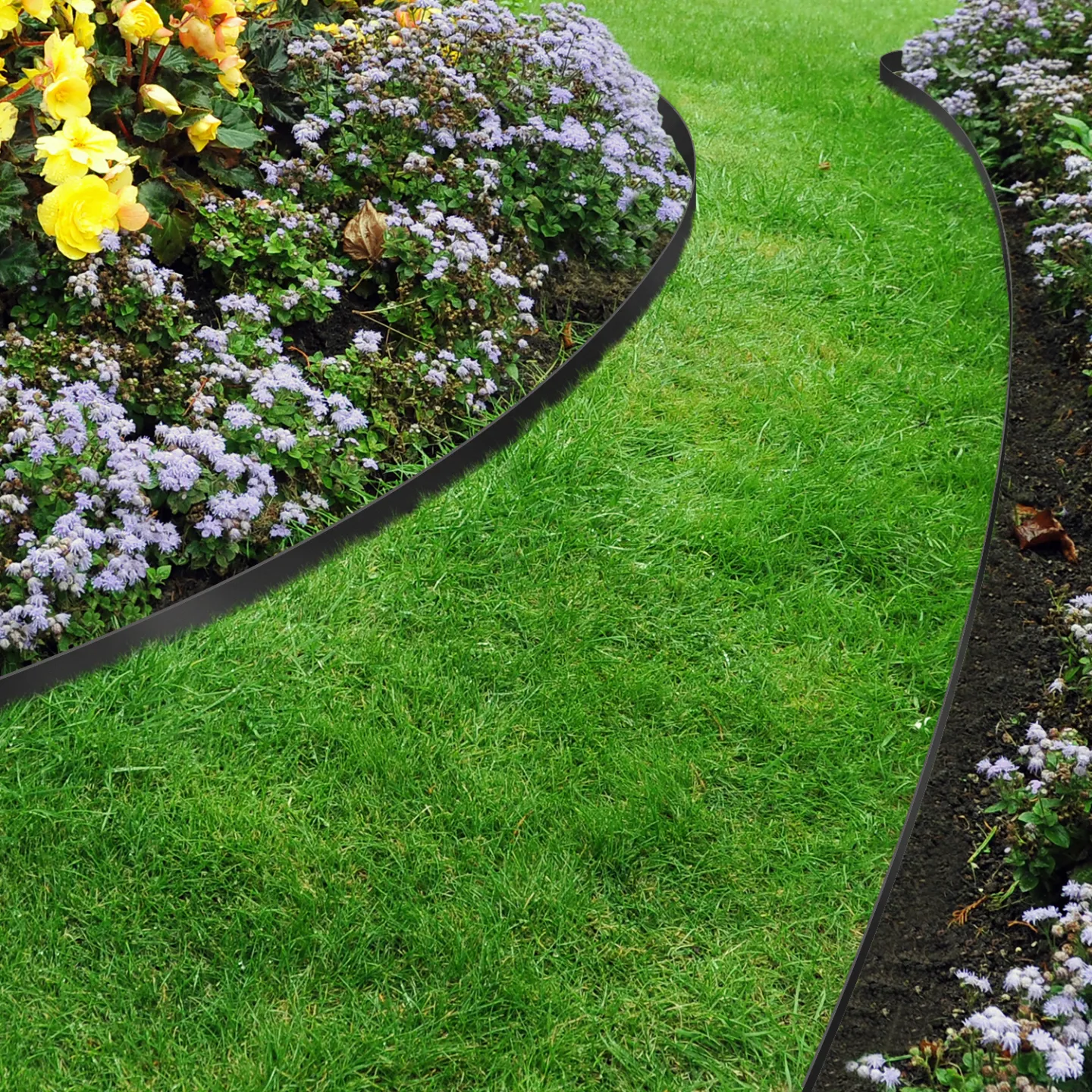 Bordurette de jardin flexible 8 M noire hauteur 12 cm + 24 piquets