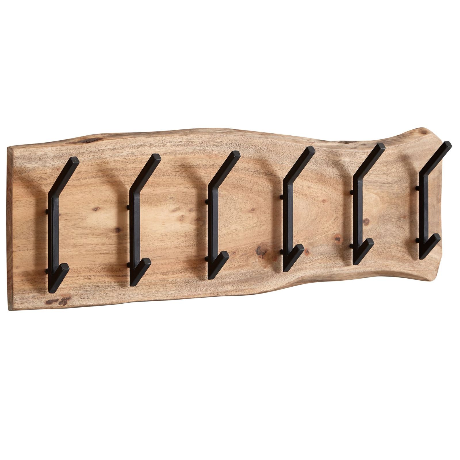 Wandgarderobe - Akazie massiv - hellbraun - 6 Haken - 100 cm