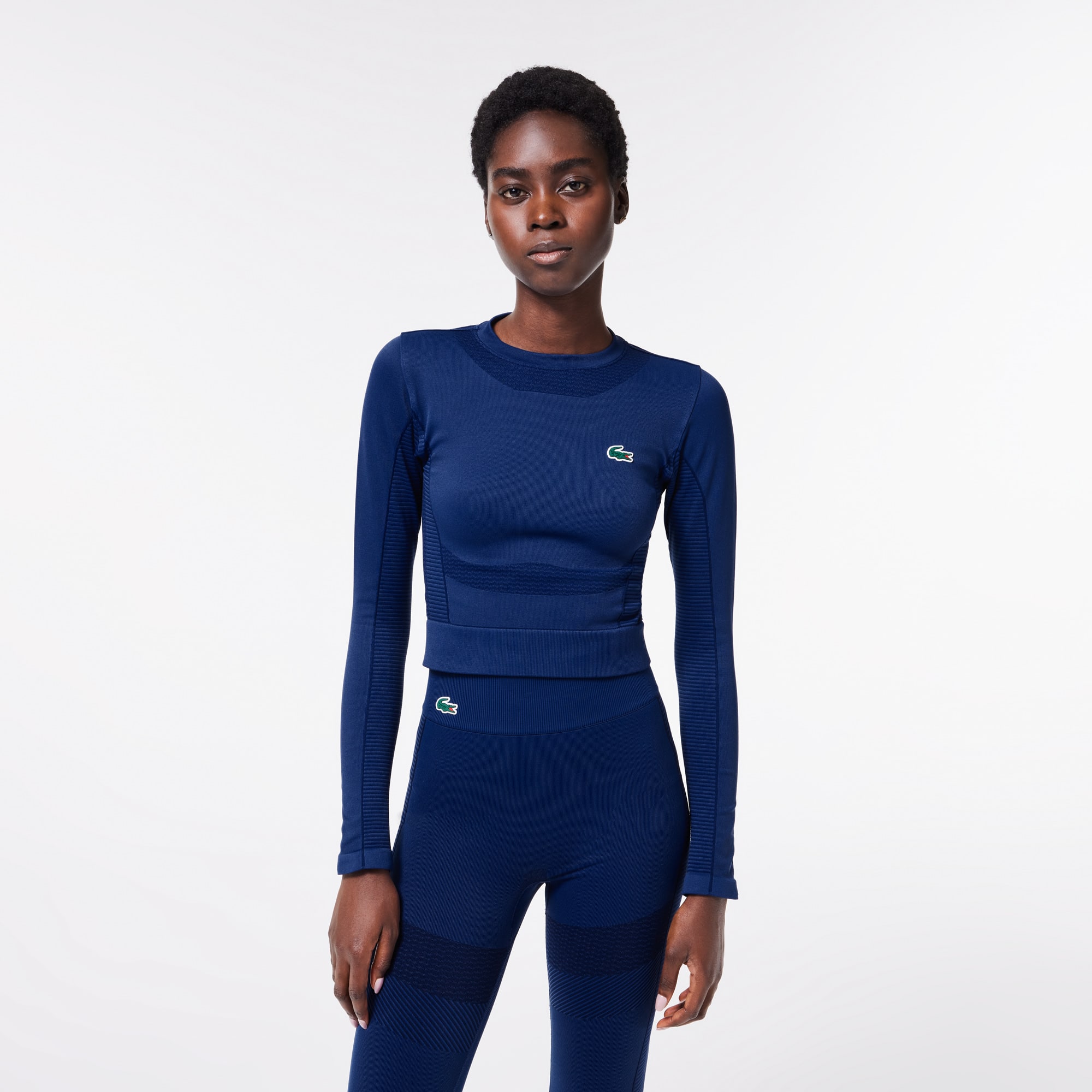 Crop top manches longues Sport sans couture T-Shirts - Bleu - Lacoste - Femme
