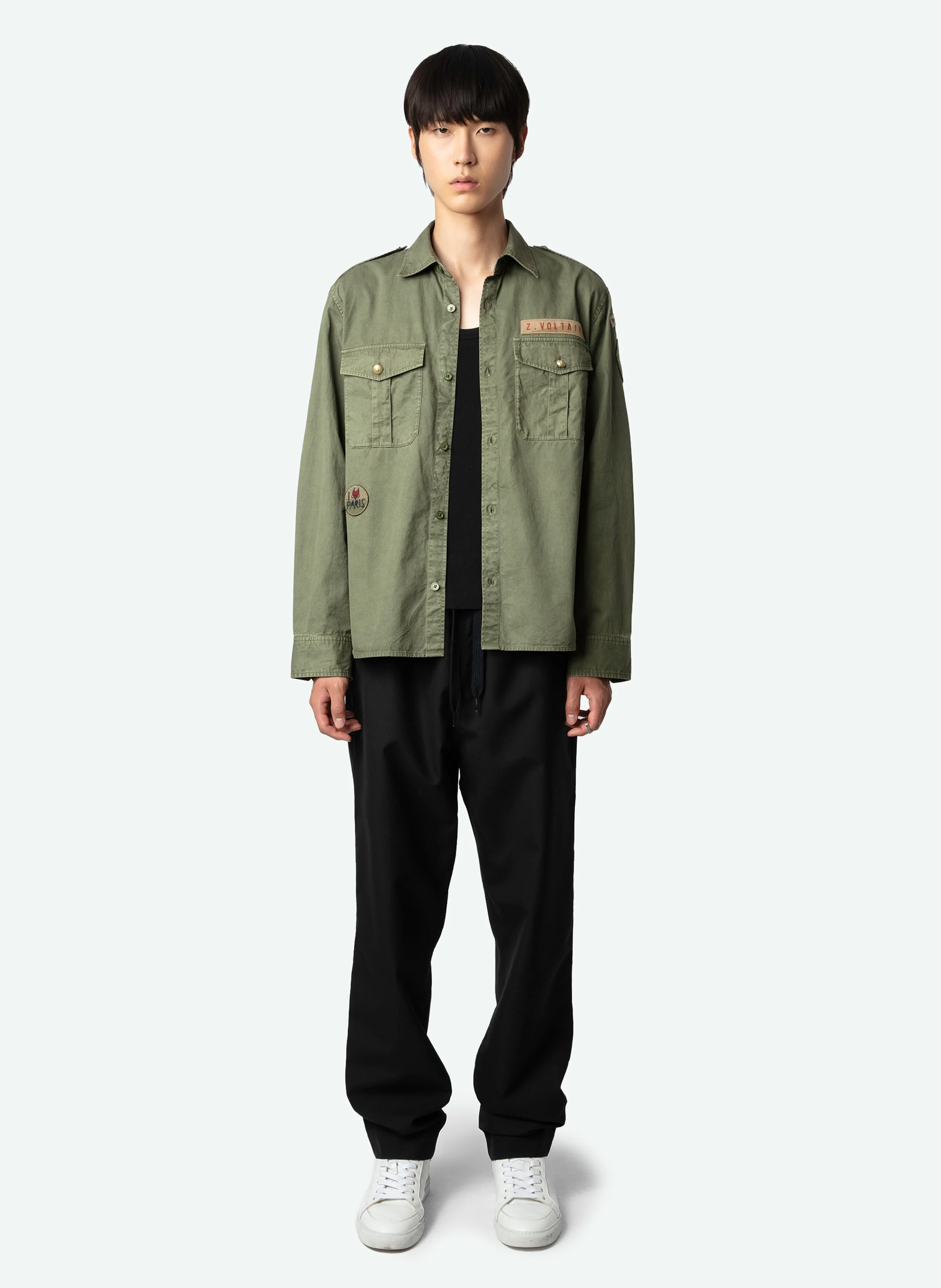 TASKAL - Chemise col classique en coton mélangé | Vert