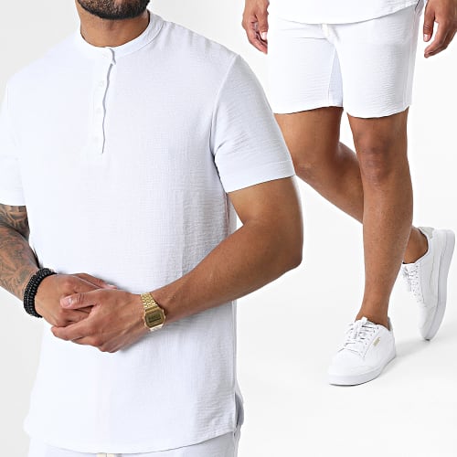 Ensemble Chemise Manches Courtes Et Short Jogging UY857 Blanc