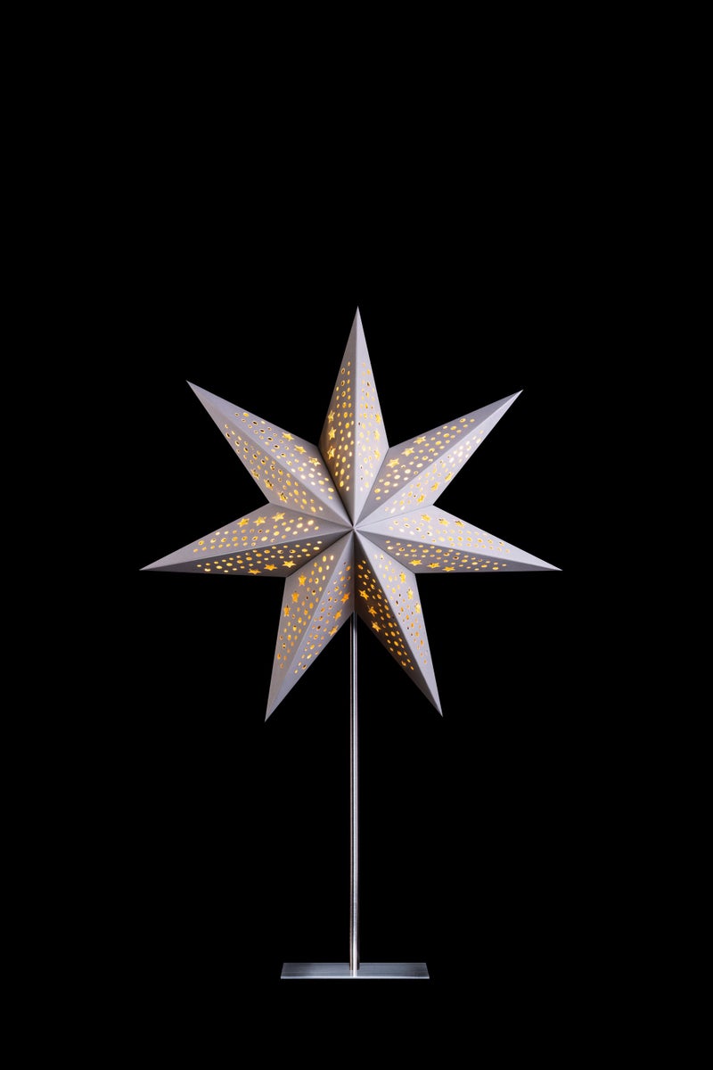 Sterntaler decoratieve ster | Papieren kerstster | Fluweel | Opvouwbare ster met standaard | 45 cm | Binnengebruik | Gloeilamp | Stekker