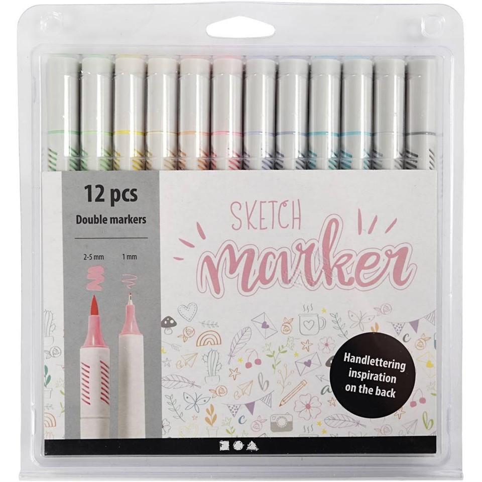 Sketch Marker - Pastel Farver 12 stk.