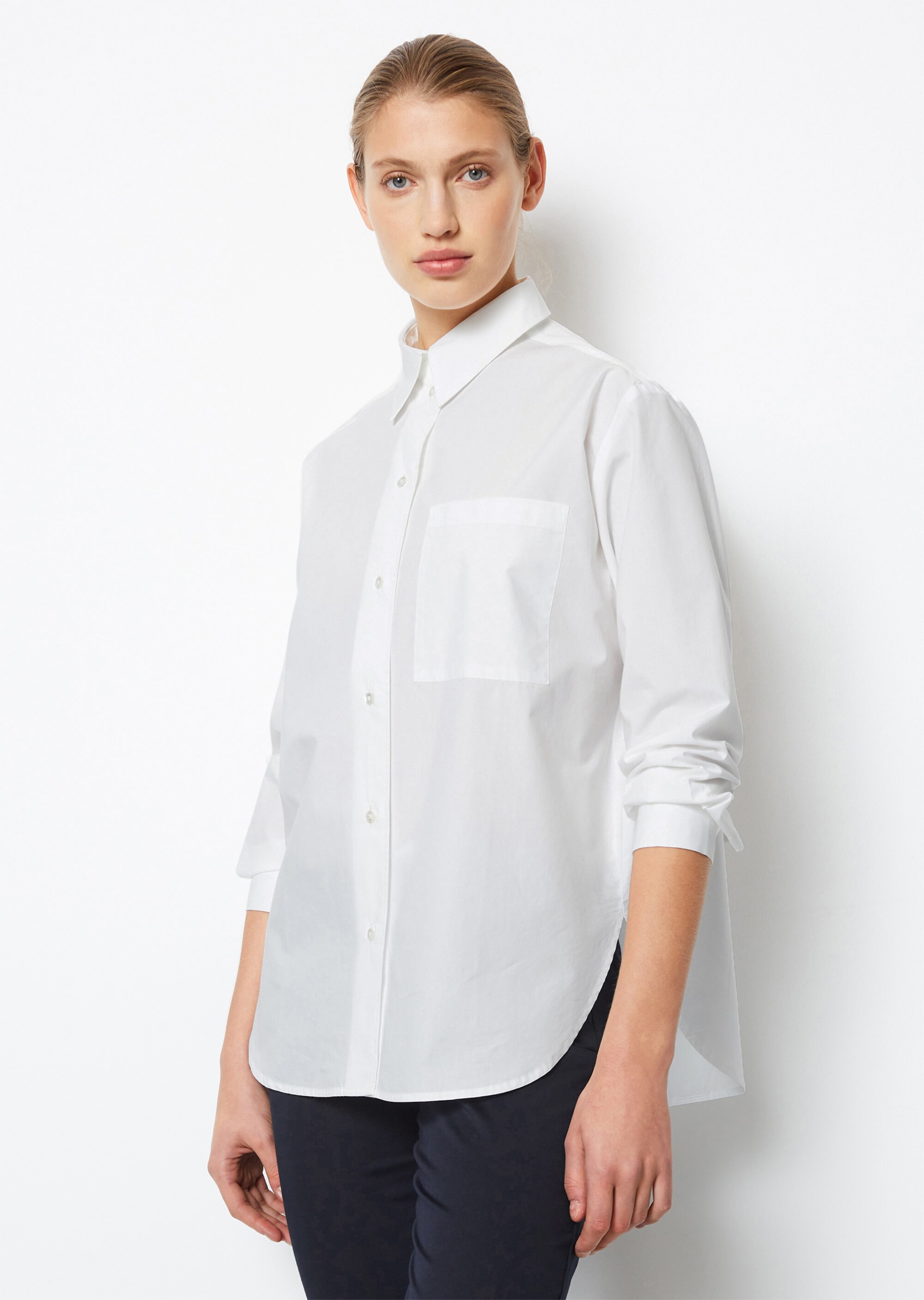 Hemdbluse oversize aus Paper-Touch-Baumwolle