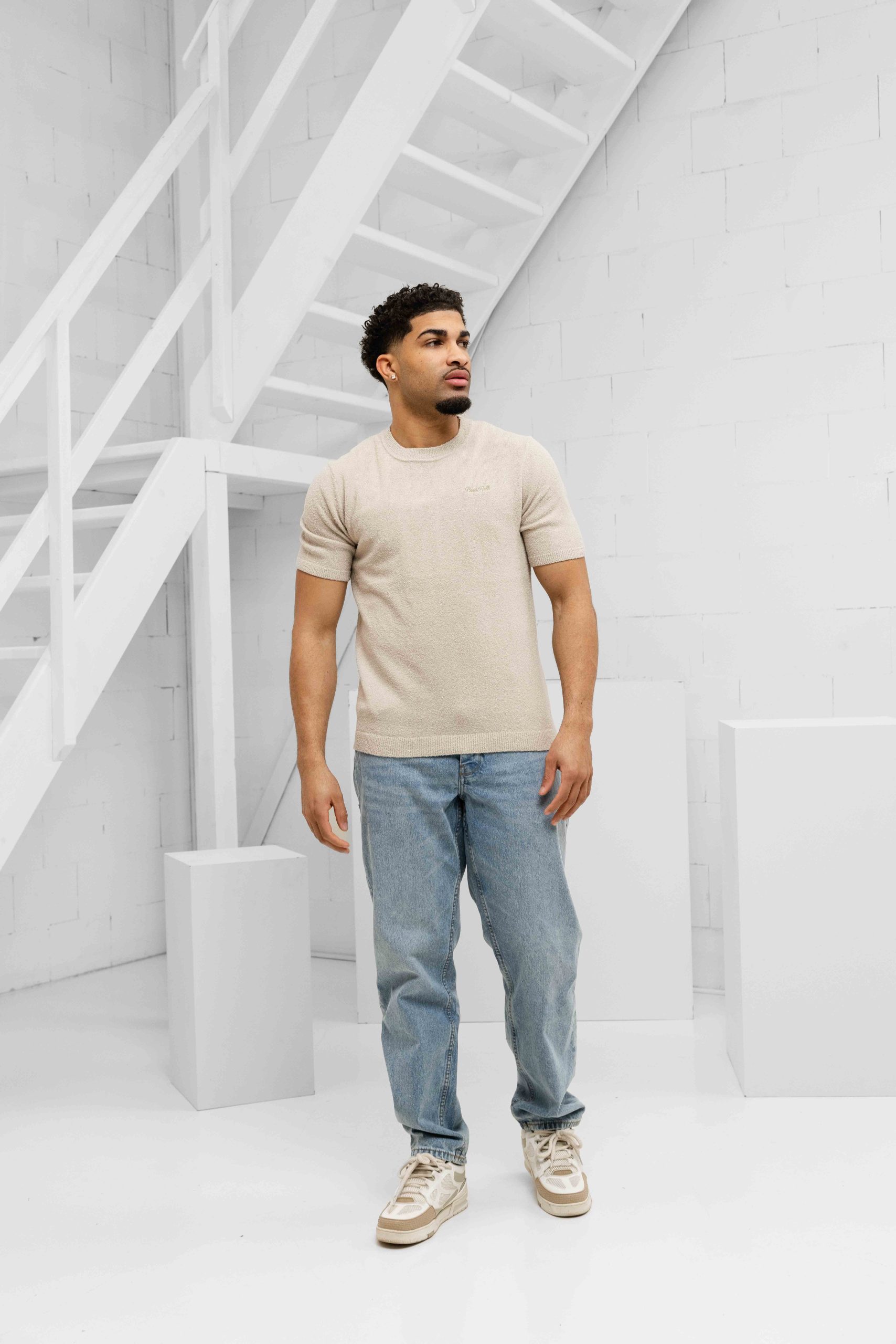 Pure Path Knitted T-Shirt Heren Beige