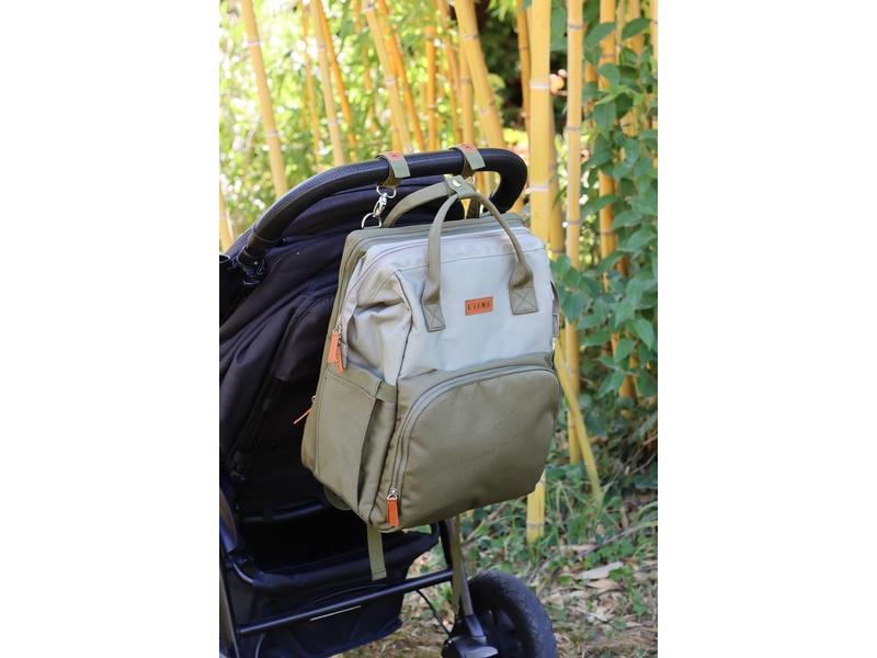 LIINI Wickelrucksack rPET Olive Wickelrucksack mit wasserabweisender Wickelunterlage für unterwegs
