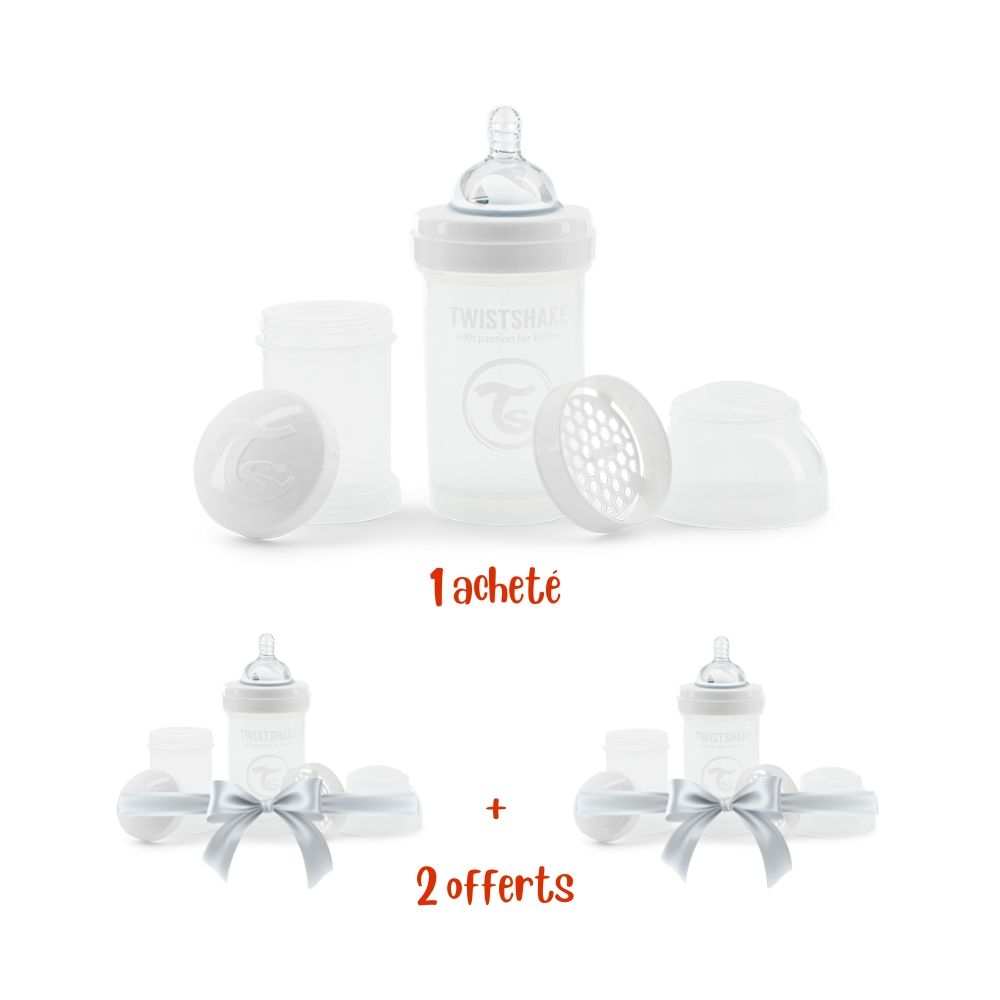 PETIT BIBERON ANTI-COLIQUE 180ML BLANC - Ecru