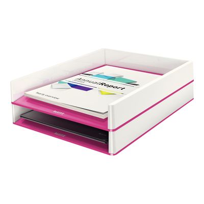 Leitz WOW Dual Colour - Corbeille à courrier blanc/rose