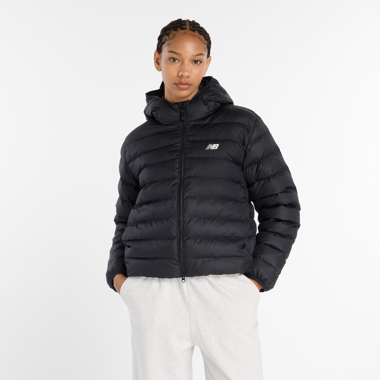 New Balance Winterjacke »Puffer Jacket BLACK« mit Kapuze