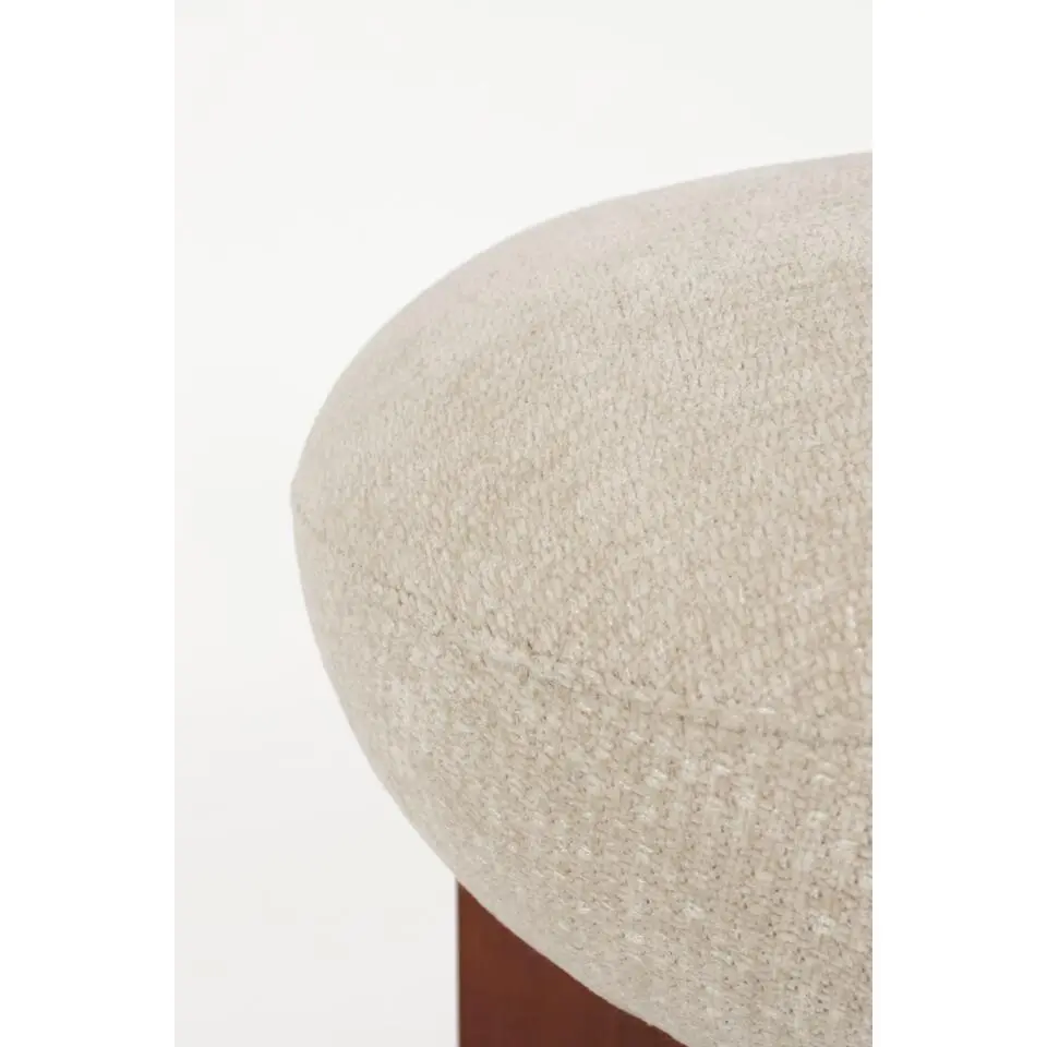 Housecraft Living Ufo Poef op Houten onderstel Rond 51 cm Beige/ Bruin