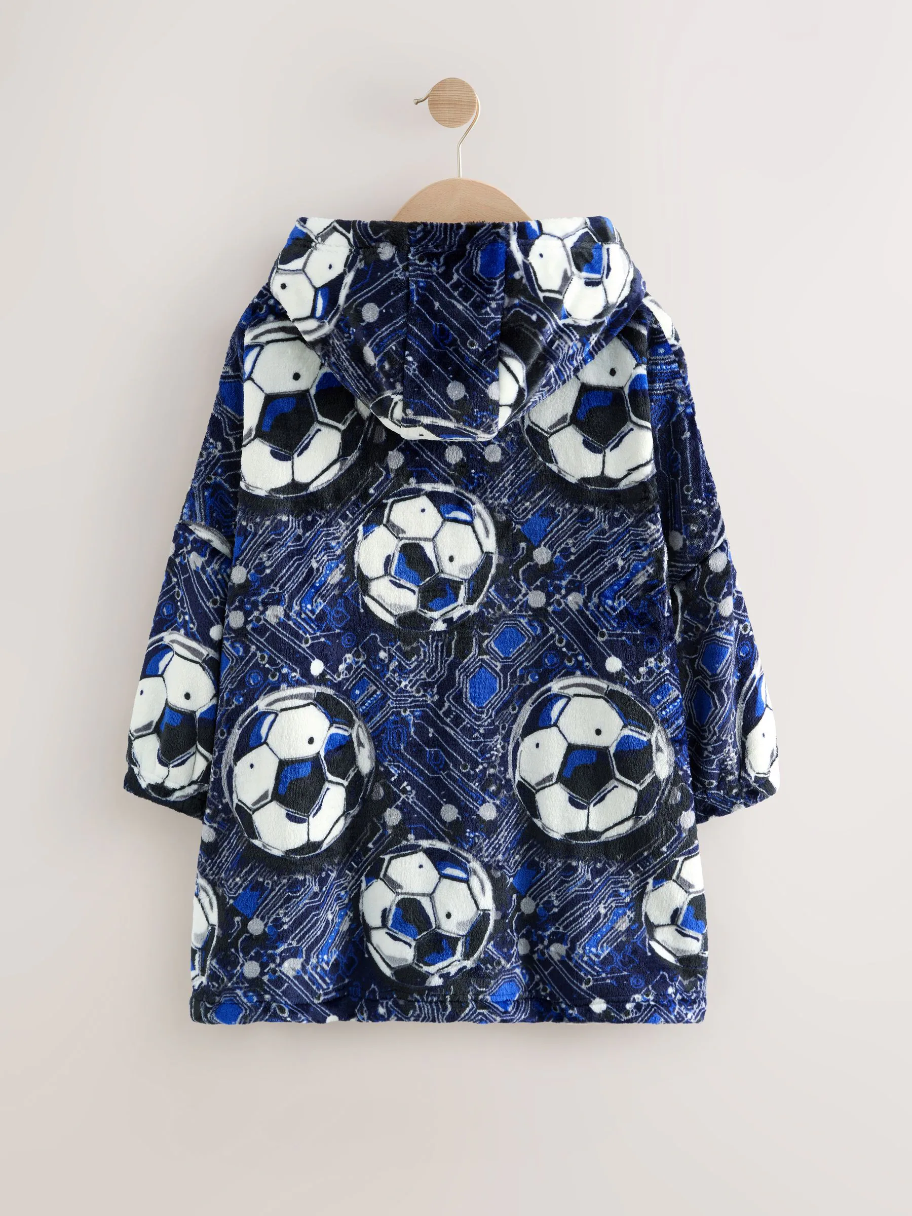 Marineblauw voetbal - Fleece Blanket Hoodie (3-16yrs)