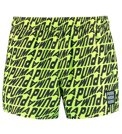 Puma Bådeshorts - Neongul m. Print